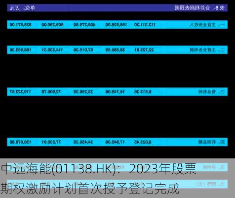 中远海能(01138.HK)：2023年股票期权激励计划首次授予登记完成