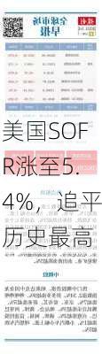 美国SOFR涨至5.4%，追平历史最高