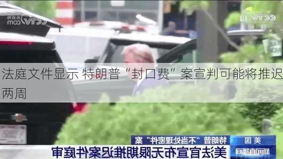 法庭文件显示 特朗普“封口费”案宣判可能将推迟两周