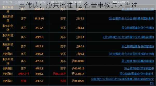 英伟达：股东批准 12 名董事候选人当选