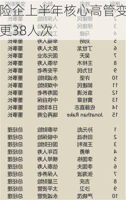 险企上半年核心高管变更38人次