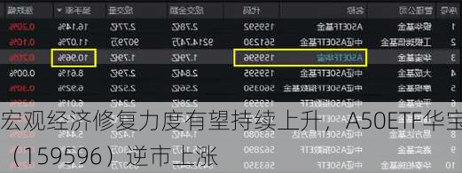 宏观经济修复力度有望持续上升，A50ETF华宝（159596）逆市上涨