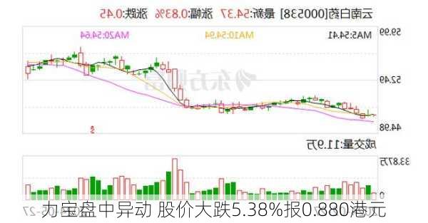 力宝盘中异动 股价大跌5.38%报0.880港元