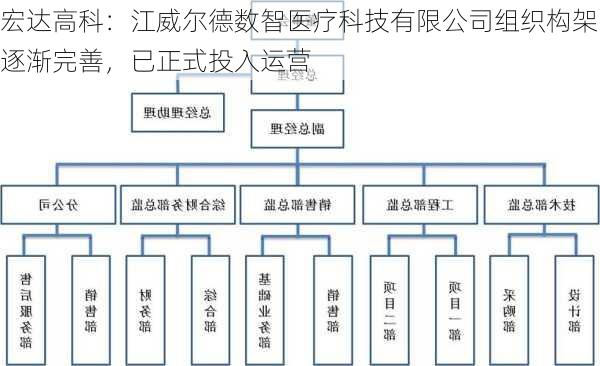 宏达高科：江威尔德数智医疗科技有限公司组织构架逐渐完善，已正式投入运营