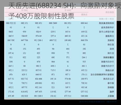 天岳先进(688234.SH)：向激励对象授予408万股限制性股票