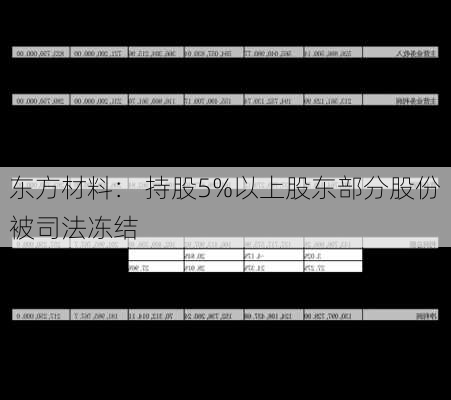 东方材料： 持股5%以上股东部分股份被司法冻结