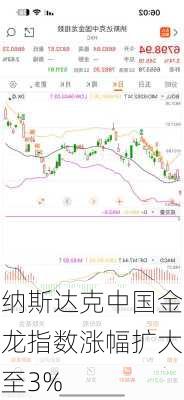 纳斯达克中国金龙指数涨幅扩大至3%