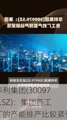 华利集团(300979.SZ)：集团各工厂的产能排产比较紧张