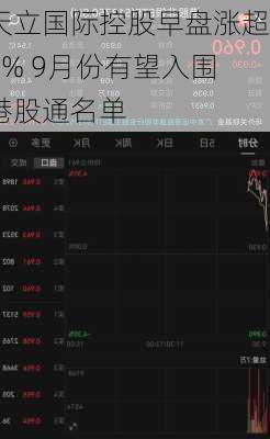 天立国际控股早盘涨超5% 9月份有望入围港股通名单