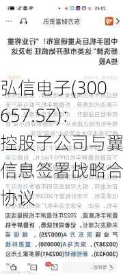 弘信电子(300657.SZ)：控股子公司与翼健信息签署战略合作协议