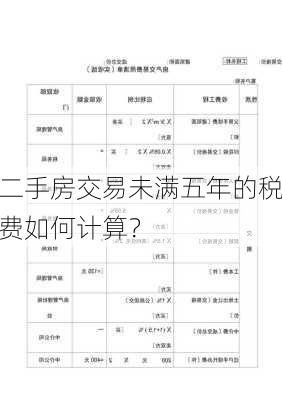 二手房交易未满五年的税费如何计算？