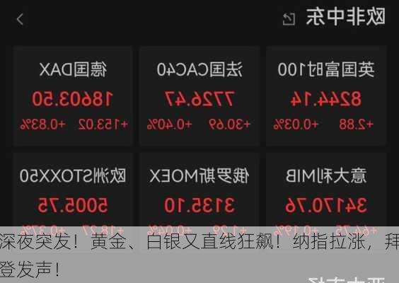 深夜突发！黄金、白银又直线狂飙！纳指拉涨，拜登发声！