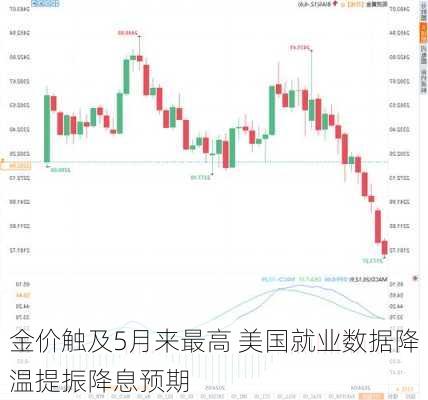 金价触及5月来最高 美国就业数据降温提振降息预期