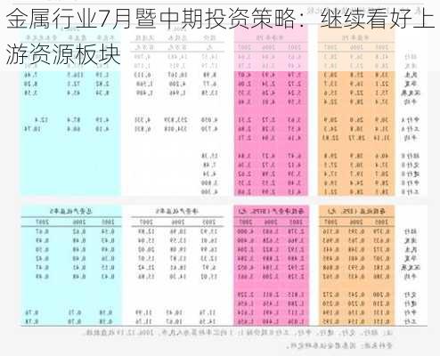 金属行业7月暨中期投资策略：继续看好上游资源板块