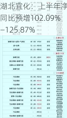 湖北宜化：上半年净利润同比预增102.09%―125.87%