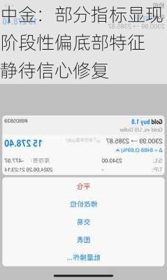 中金：部分指标显现阶段性偏底部特征 静待信心修复