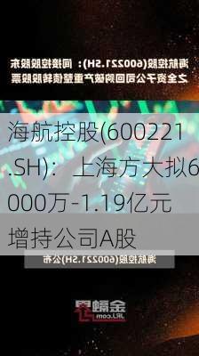 海航控股(600221.SH)：上海方大拟6000万-1.19亿元增持公司A股