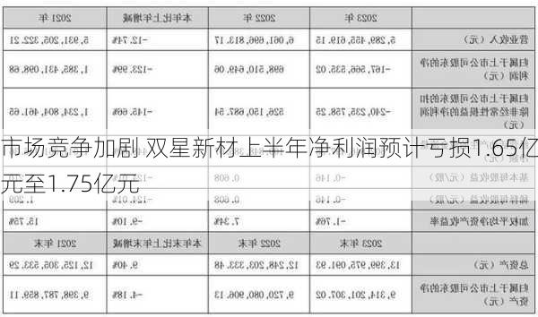 市场竞争加剧 双星新材上半年净利润预计亏损1.65亿元至1.75亿元