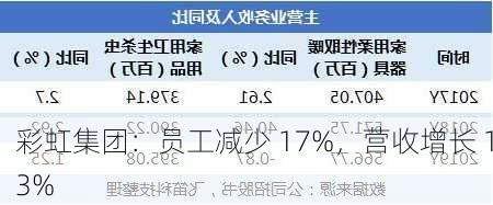 彩虹集团：员工减少 17%，营收增长 13%