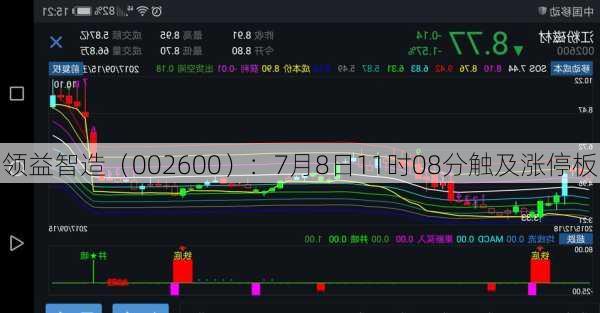 领益智造（002600）：7月8日11时08分触及涨停板