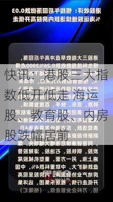 快讯：港股三大指数低开低走 海运股、教育股、内房股跌幅居前