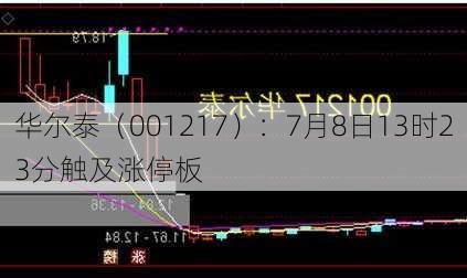 华尔泰（001217）：7月8日13时23分触及涨停板