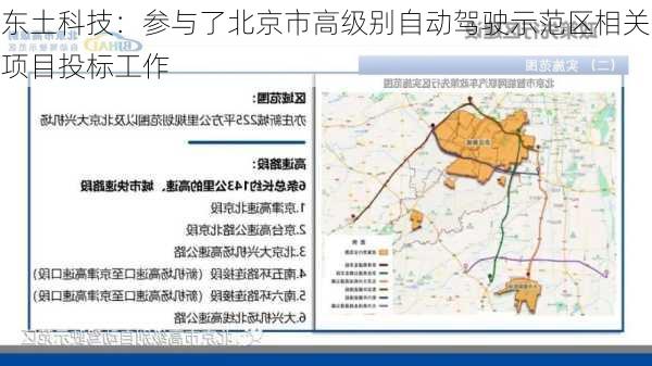 东土科技：参与了北京市高级别自动驾驶示范区相关项目投标工作