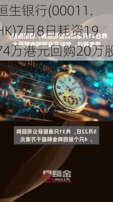 恒生银行(00011.HK)7月8日耗资1974万港元回购20万股