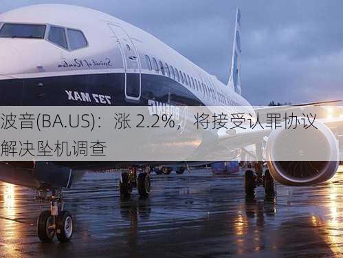 波音(BA.US)：涨 2.2%，将接受认罪协议解决坠机调查