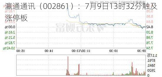 瀛通通讯（002861）：7月9日13时32分触及涨停板