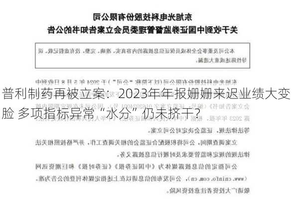 普利制药再被立案：2023年年报姗姗来迟业绩大变脸 多项指标异常“水分”仍未挤干？