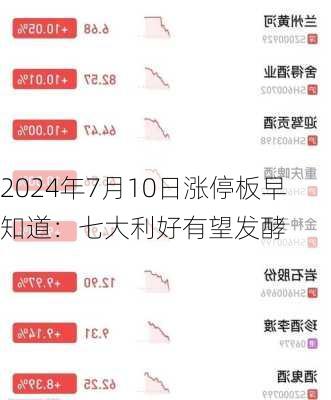 2024年7月10日涨停板早知道：七大利好有望发酵