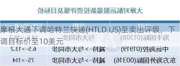 摩根大通下调哈特兰快递(HTLD.US)至卖出评级，下调目标价至10美元