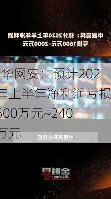 国华网安：预计2024年上半年净利润亏损1600万元~2400万元