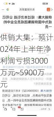 供销大集：预计2024年上半年净利润亏损3000万元~5900万元