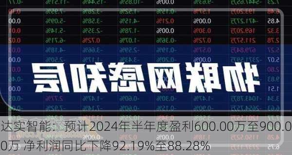 达实智能：预计2024年半年度盈利600.00万至900.00万 净利润同比下降92.19%至88.28%