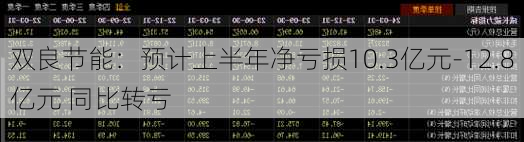 双良节能：预计上半年净亏损10.3亿元-12.8亿元 同比转亏