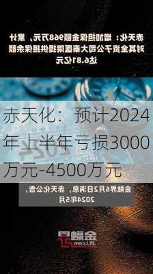 赤天化：预计2024年上半年亏损3000万元-4500万元