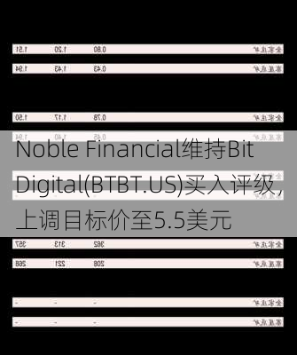 Noble Financial维持Bit Digital(BTBT.US)买入评级，上调目标价至5.5美元