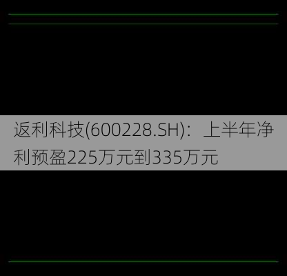 返利科技(600228.SH)：上半年净利预盈225万元到335万元