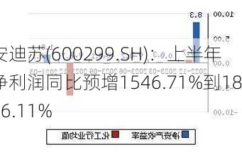 安迪苏(600299.SH)：上半年净利润同比预增1546.71%到1846.11%