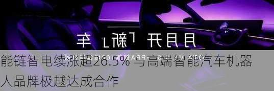 能链智电续涨超26.5% 与高端智能汽车机器人品牌极越达成合作