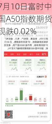 7月10日富时中国A50指数期货现跌0.02%