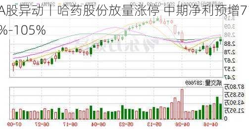 A股异动丨哈药股份放量涨停 中期净利预增71%-105%