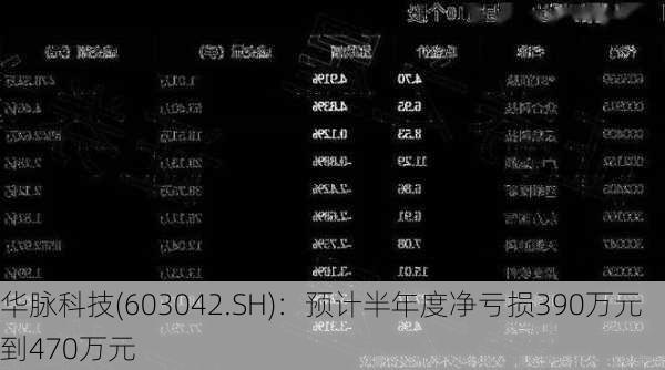 华脉科技(603042.SH)：预计半年度净亏损390万元到470万元