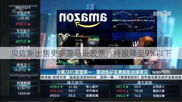 贝佐斯出售更多亚马逊股票，持股降至9%以下