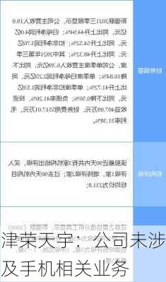 津荣天宇：公司未涉及手机相关业务