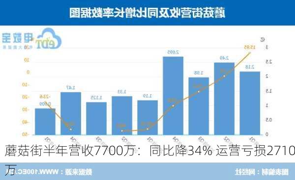 蘑菇街半年营收7700万：同比降34% 运营亏损2710万