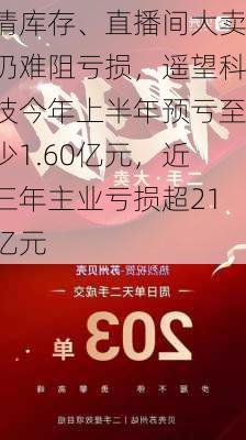 清库存、直播间大卖仍难阻亏损，遥望科技今年上半年预亏至少1.60亿元，近三年主业亏损超21亿元