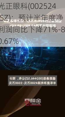 光正眼科(002524.SZ)：预计半年度净利润同比下降71%-80.67%